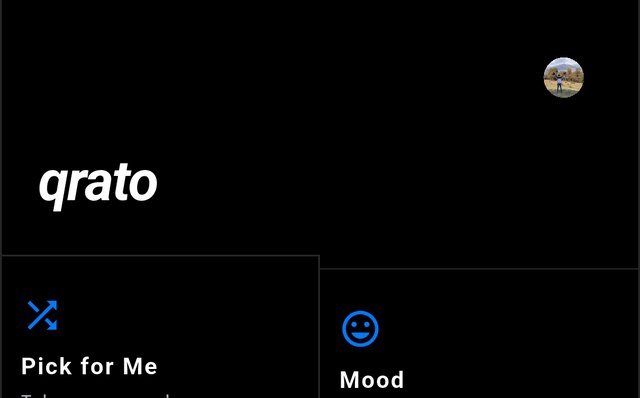 Qrato home screen showing Pick for Me, Mood search, and today's top picks