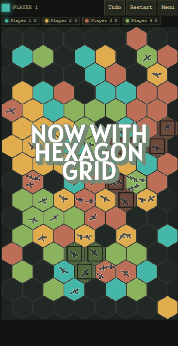 Slatebait hexagonal grid board mid-match