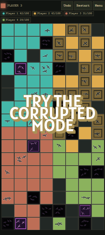 Slatebait board with corrupted cells spreading across the grid